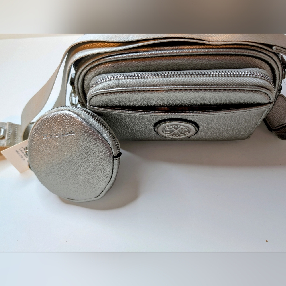 โจ CXL by Christian Lacroix EVE Pebble Camera Bag w/ Detachable Mini Zip โ Pewter - Picture 3 of 11